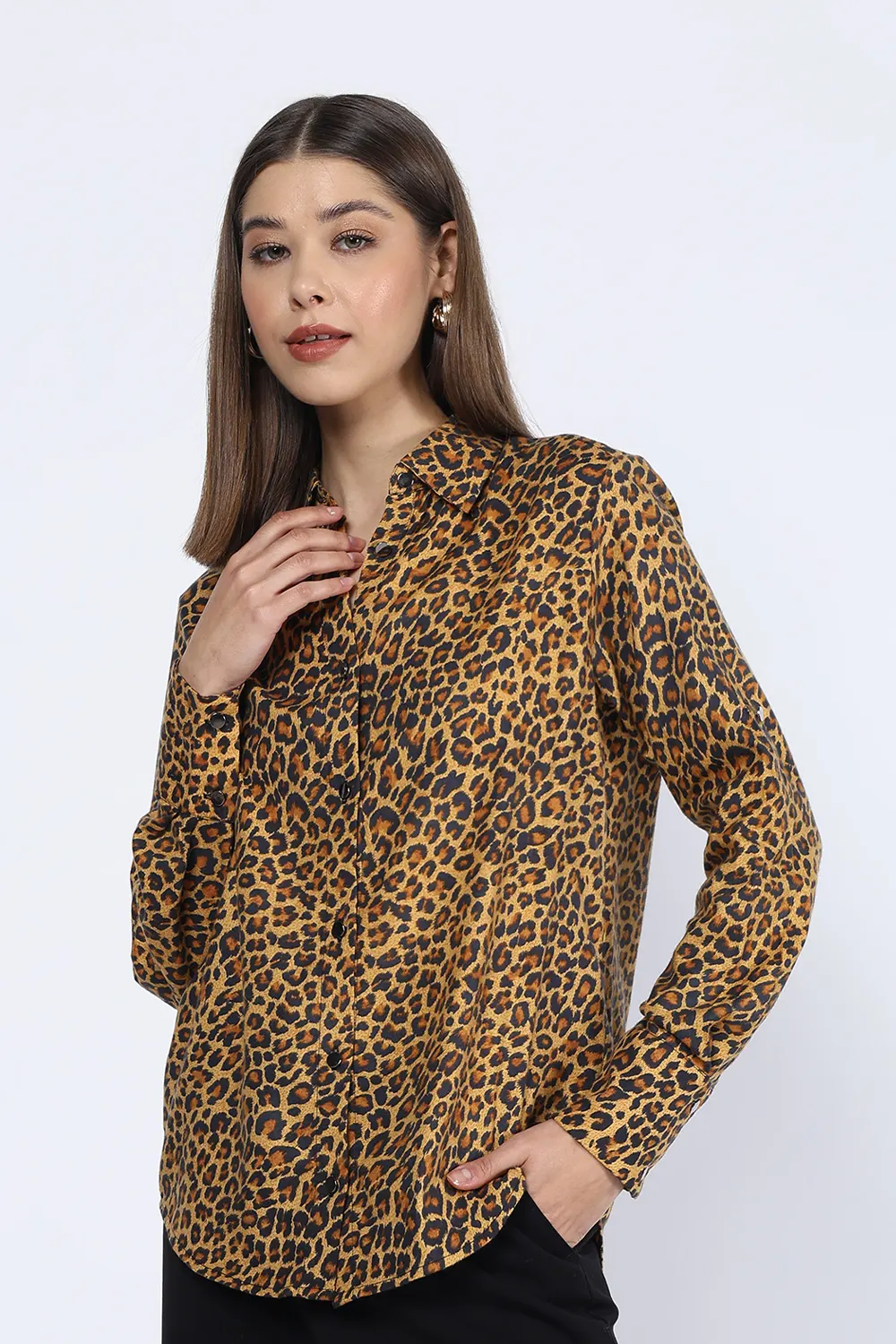 LEOPARD PRINT RYON TWILL SHIRT