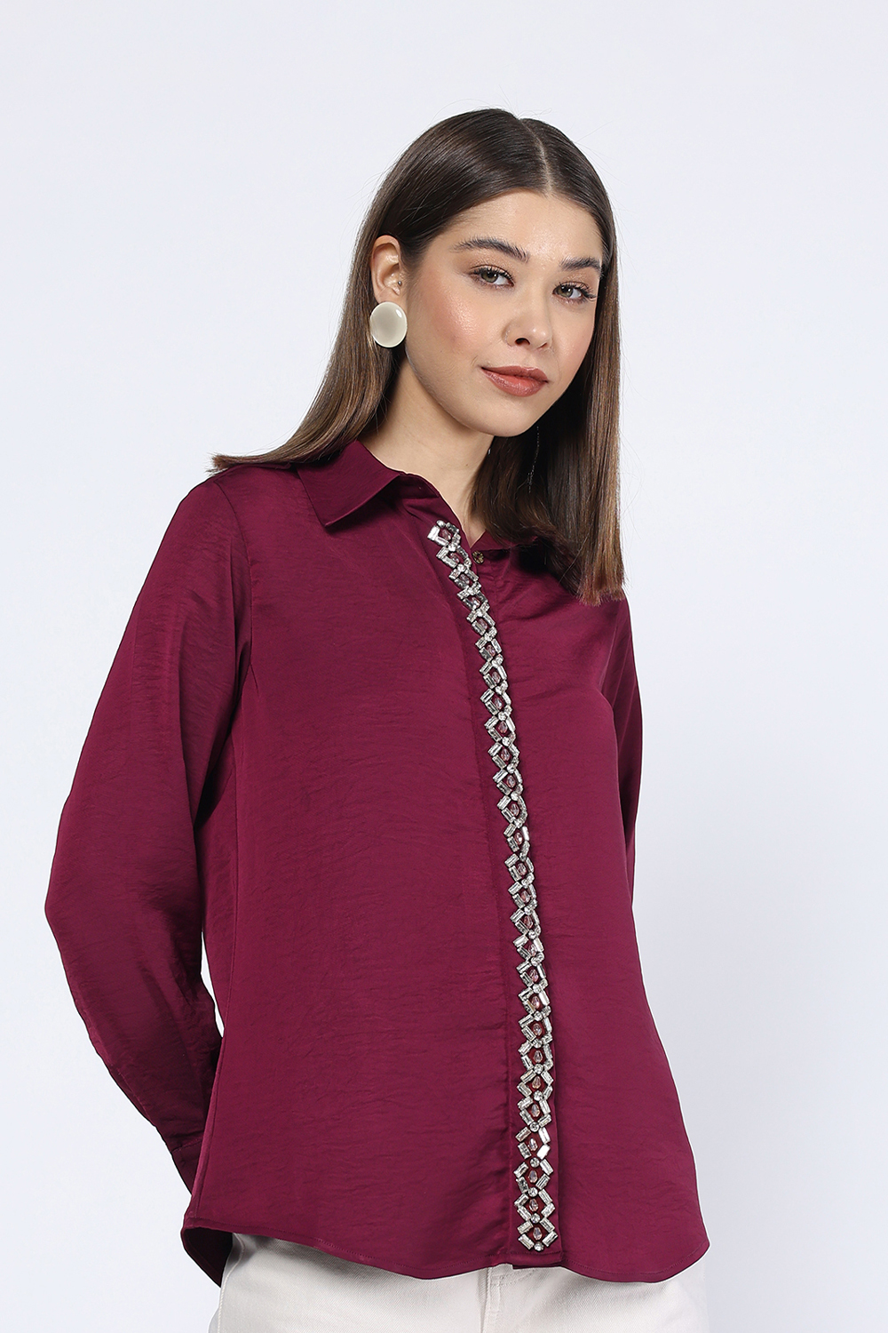CRYSTAL REVERIE BURGUNDY SHIRT