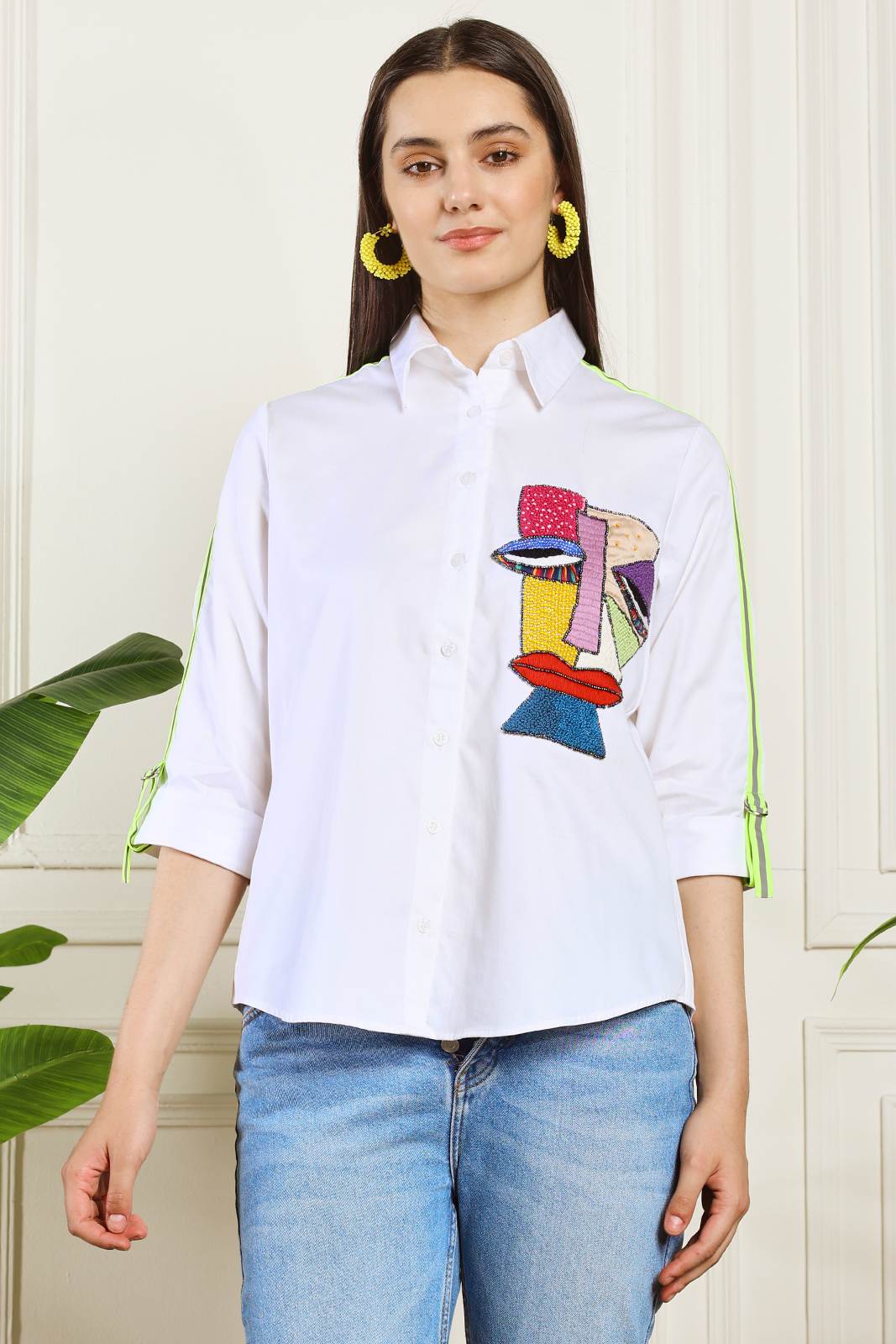 MASK EMBROIDERED WHITE SHIRT