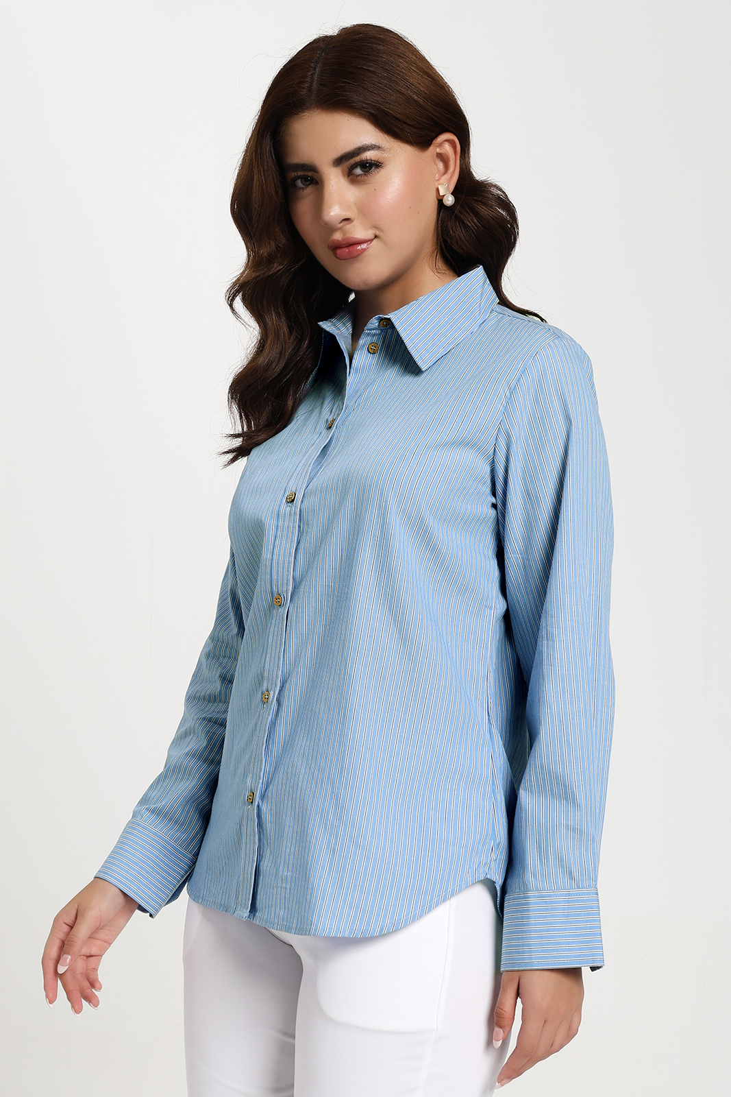 LIGHT BLUE AND WHITE STRIPE SHIRT