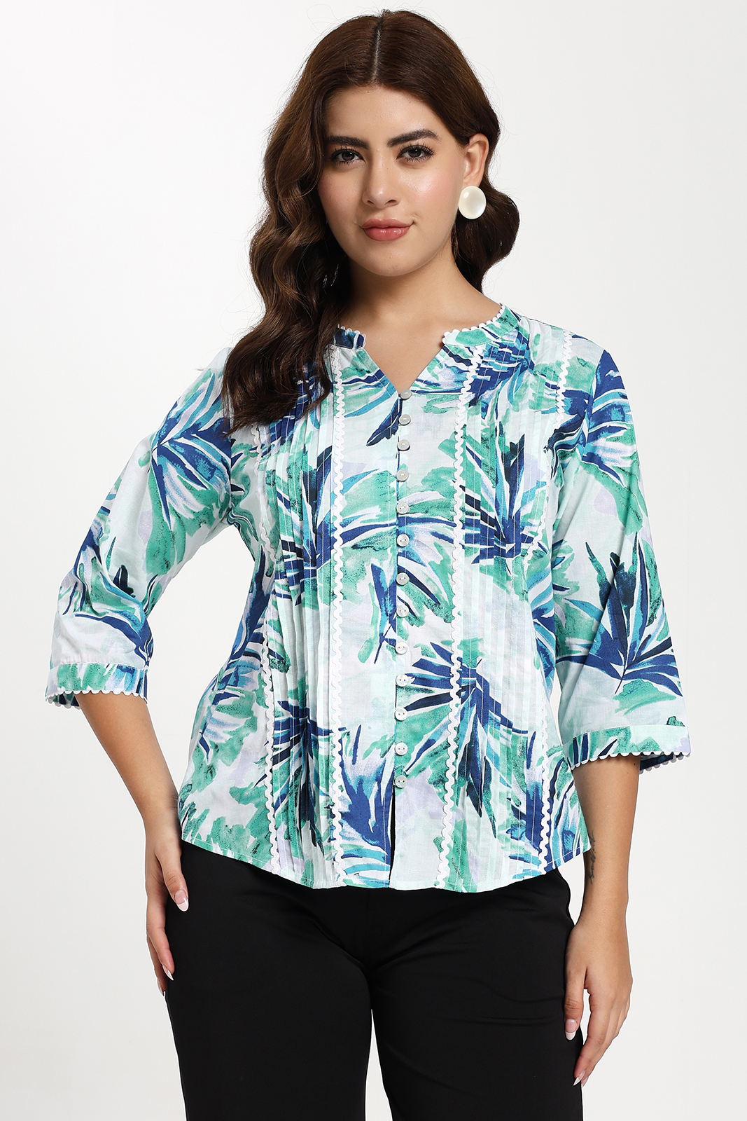 PRINTED BLUE COTTON TOP